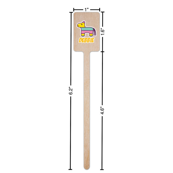 Pinata Birthday Wooden 6.25" Stir Stick - Rectangular - Dimensions