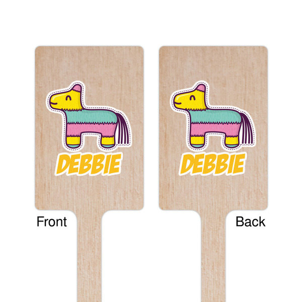 Pinata Birthday Wooden 6.25" Stir Stick - Rectangular - Double Sided - Front & Back