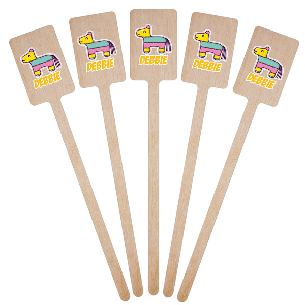 Pinata Birthday Wooden 6.25" Stir Stick - Rectangular - Fan View