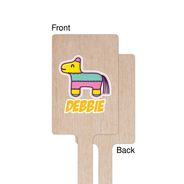 Pinata Birthday Wooden 6.25" Stir Stick - Rectangular - Single - Front & Back