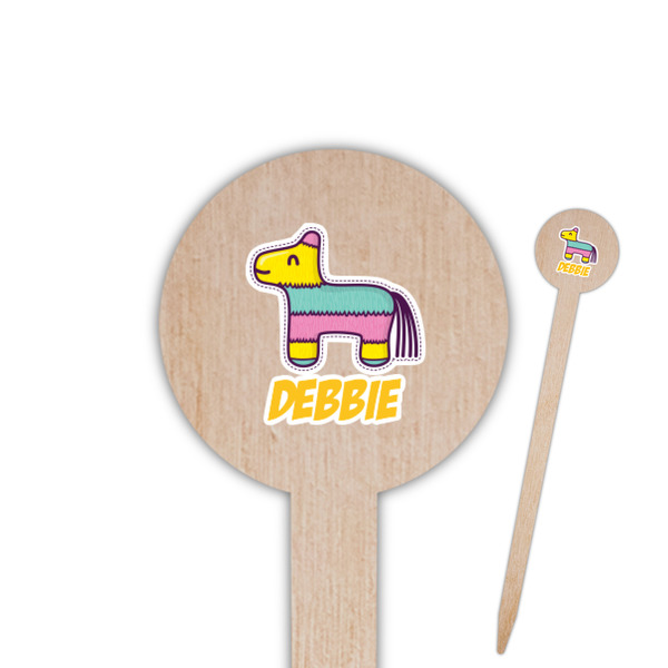 Custom Pinata Birthday 6" Round Wooden Food Picks - Double Sided (Personalized)