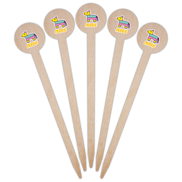 Pinata Birthday Wooden 6" Food Pick - Round - Fan View