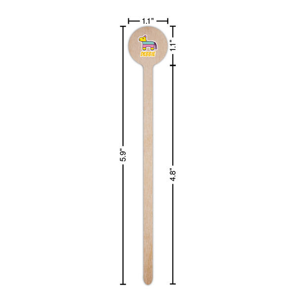 Pinata Birthday Wooden 6" Stir Stick - Round - Dimensions