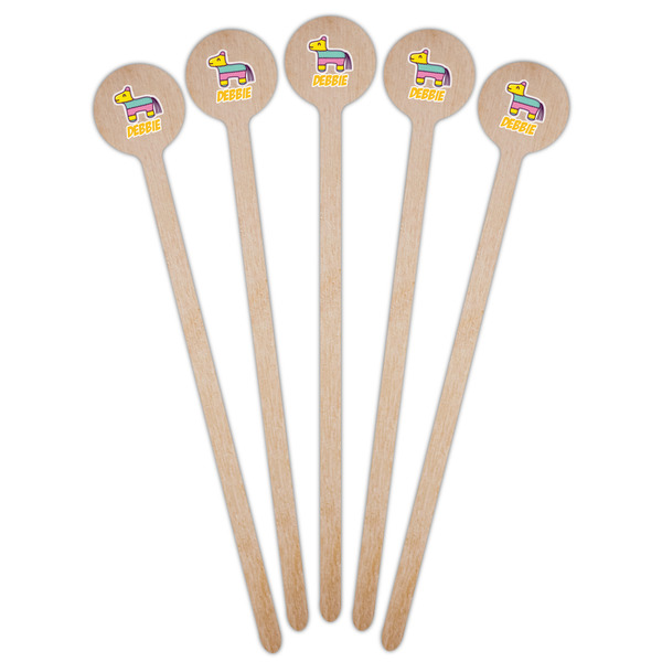 Pinata Birthday Wooden 6" Stir Stick - Round - Fan View