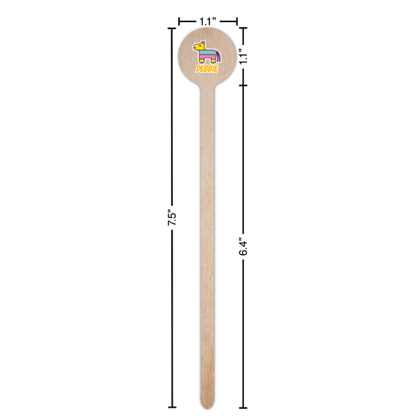 Pinata Birthday Wooden 7.5" Stir Stick - Round - Dimensions