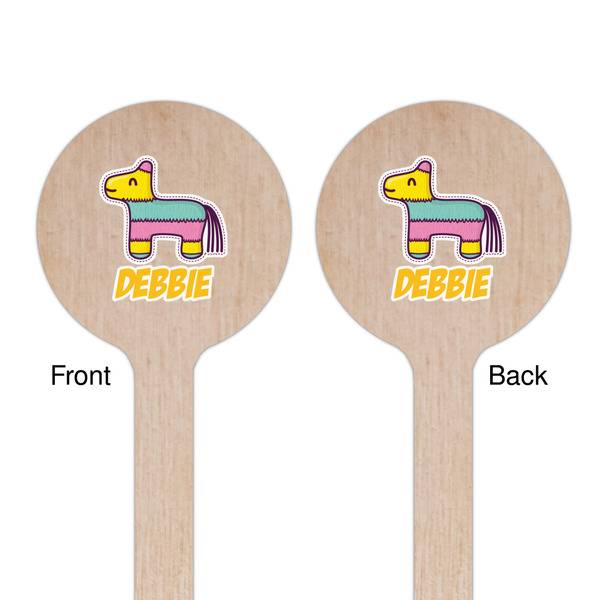 Pinata Birthday Wooden 7.5" Stir Stick - Round - Double Sided - Front & Back