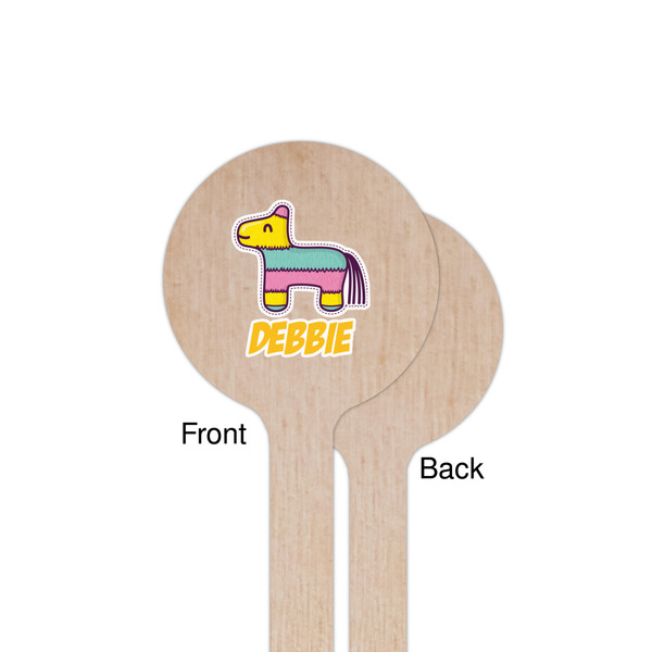 Pinata Birthday Wooden 7.5" Stir Stick - Round - Single Sided - Front & Back