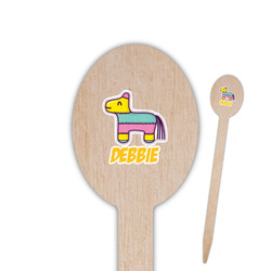 Pinata Birthday Oval Wooden Food Picks - Single Sided (Personalized)