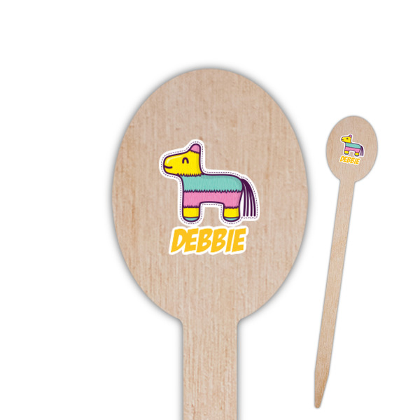 Custom Pinata Birthday Oval Wooden Food Picks - Double Sided (Personalized)