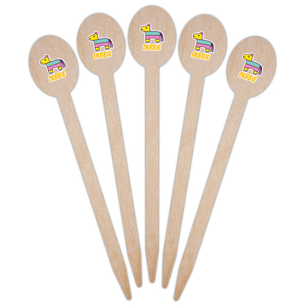 Pinata Birthday Wooden Food Pick - Oval - Fan View
