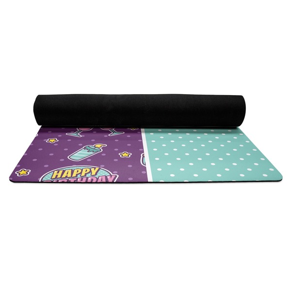 Pinata Birthday Yoga Mat Rolled up Black Rubber Backing