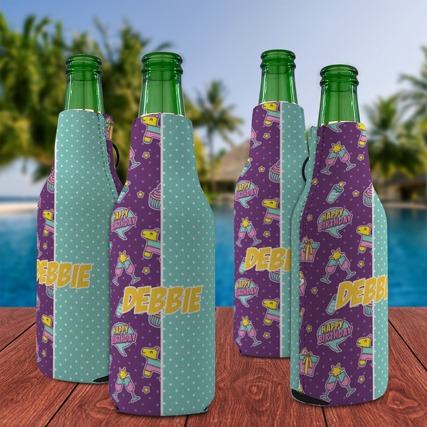 Pinata Birthday Zipper Bottle Cooler - Set of 4 - LIFESTYLE