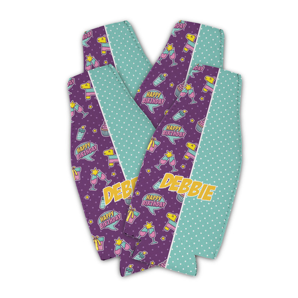 Custom Pinata Birthday Zipper Bottle Cooler - Set of 4 (Personalized)