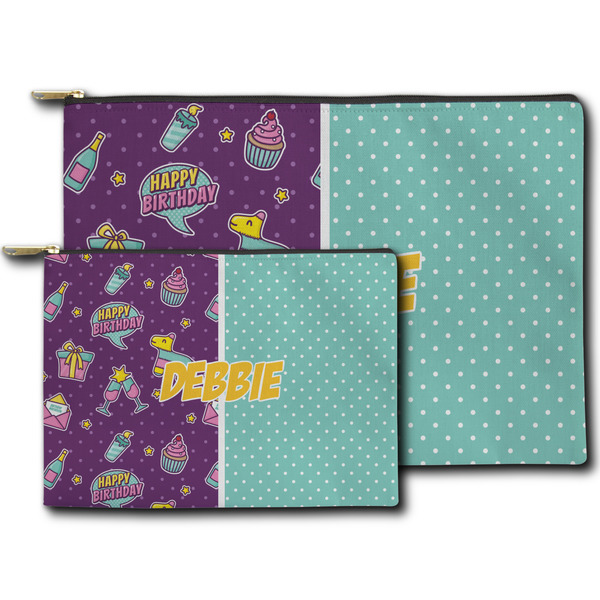 Pinata Birthday Zippered Pouches - Size Comparison