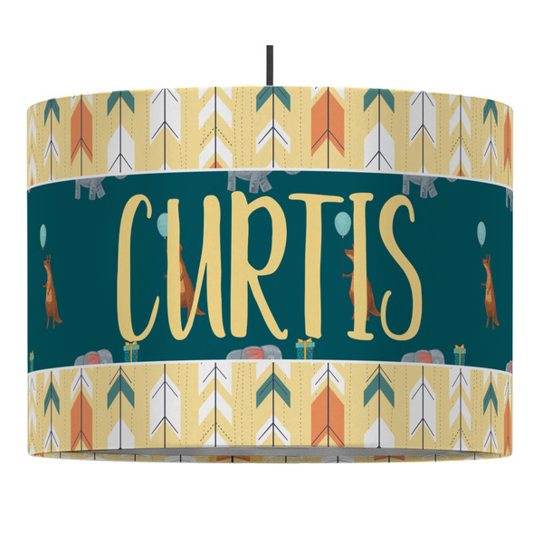 Custom Animal Friend Birthday 16" Drum Pendant Lamp - Fabric (Personalized)