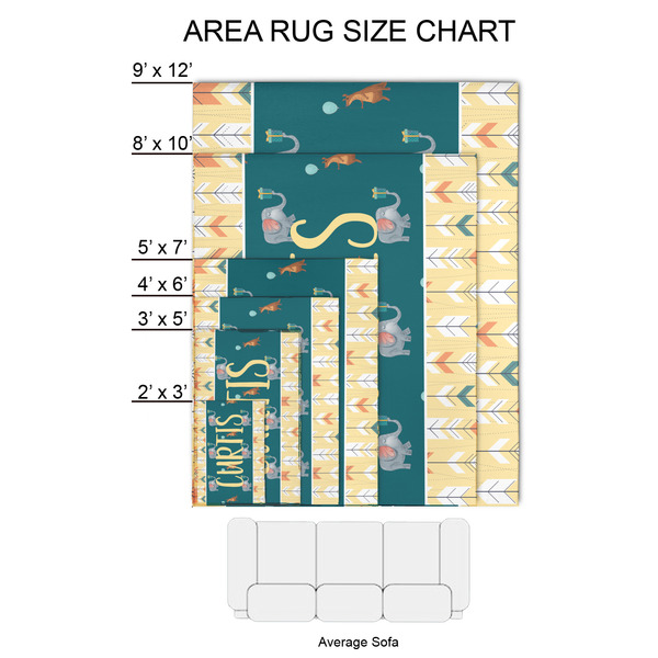 Animal Friend Birthday 2'x3' Indoor Area Rugs - Size Chart