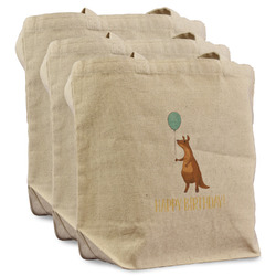 Animal Friend Birthday Reusable Cotton Grocery Bags - Set of 3 (Personalized)