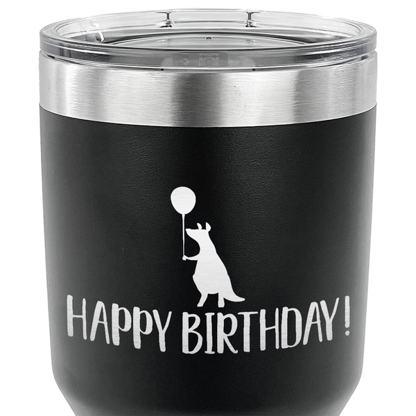 Animal Friend Birthday 30 oz Stainless Steel Ringneck Tumbler - Black - CLOSE UP