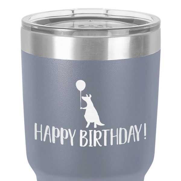 Animal Friend Birthday 30 oz Stainless Steel Ringneck Tumbler - Grey - Close Up