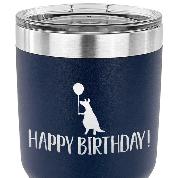 Animal Friend Birthday 30 oz Stainless Steel Ringneck Tumbler - Navy - CLOSE UP