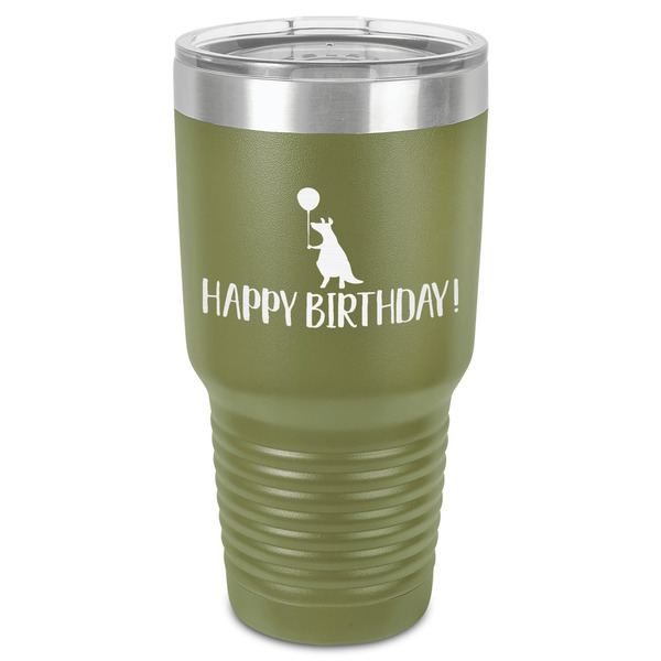 Custom Animal Friend Birthday 30 oz Stainless Steel Tumbler - Olive - Single-Sided (Personalized)