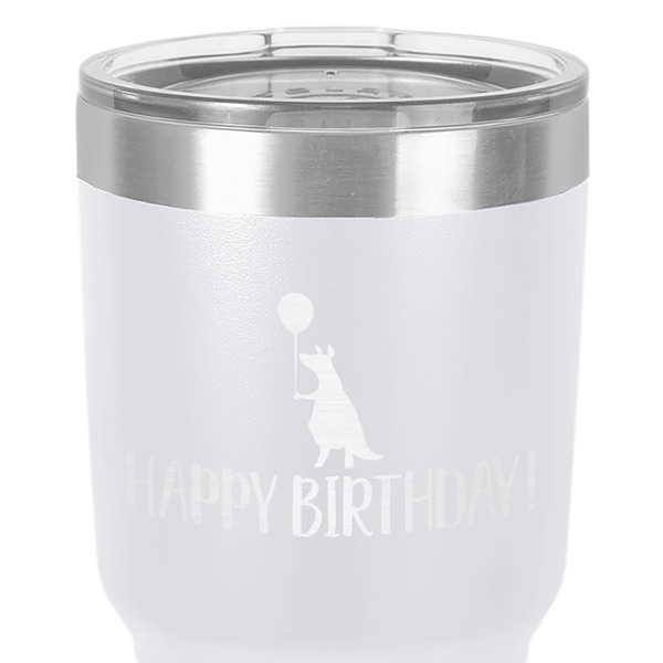 Animal Friend Birthday 30 oz Stainless Steel Ringneck Tumbler - White - Close Up