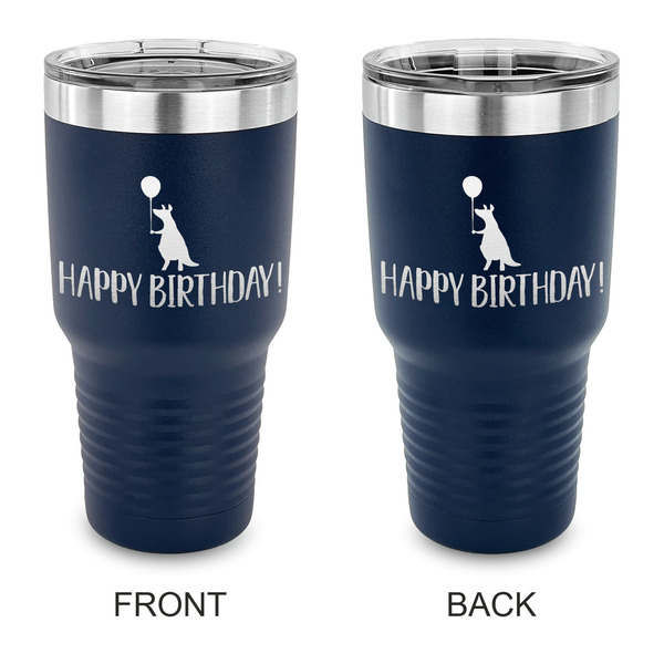 Custom Animal Friend Birthday 30 oz Stainless Steel Tumbler - Navy - Double Sided (Personalized)