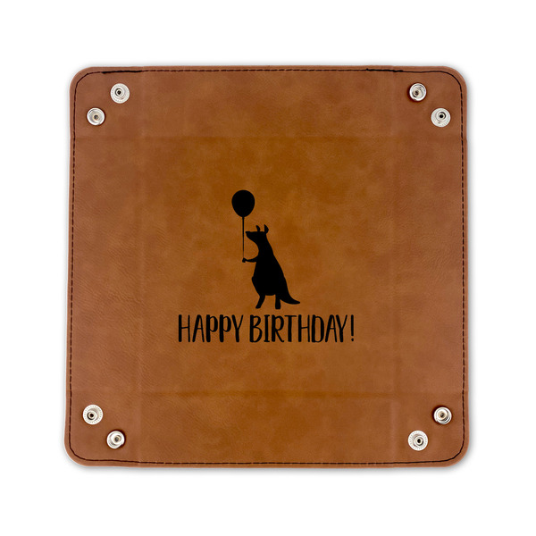 Animal Friend Birthday 6" x 6" Leatherette Snap Up Tray - FLAT FRONT