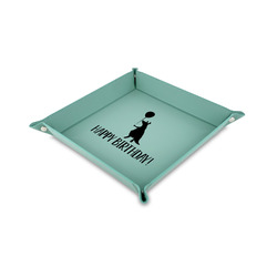 Animal Friend Birthday 6" x 6" Teal Faux Leather Valet Tray (Personalized)