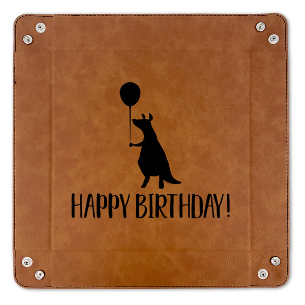 Animal Friend Birthday 9" x 9" Leatherette Snap Up Tray - APPROVAL (FLAT)