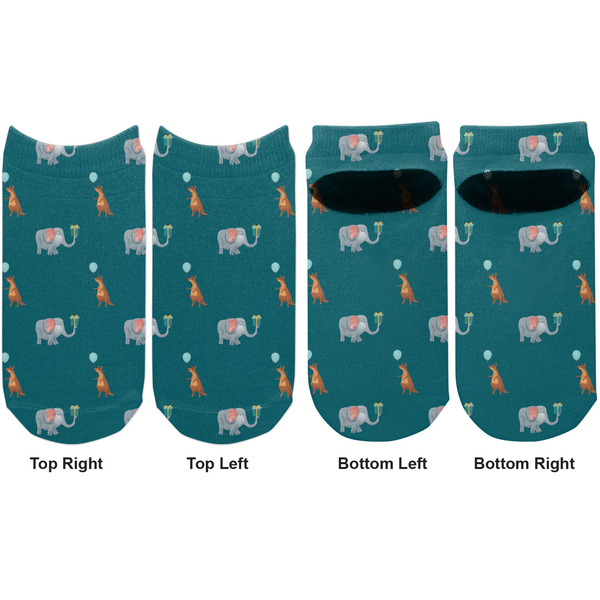 Animal Friend Birthday Adult Ankle Socks - Double Pair - Front and Back - Apvl