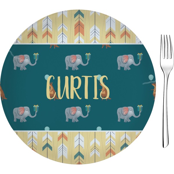 Custom Animal Friend Birthday Glass Appetizer / Dessert Plate 8" (Personalized)