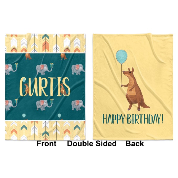 Animal Friend Birthday Baby Blanket (Double Sided - Printed Front and Back)