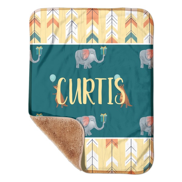 Custom Animal Friend Birthday Sherpa Baby Blanket - 30" x 40" w/ Name or Text