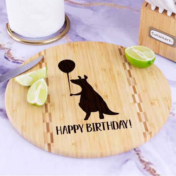 Animal Friend Birthday Bamboo Cutting Board - In Context