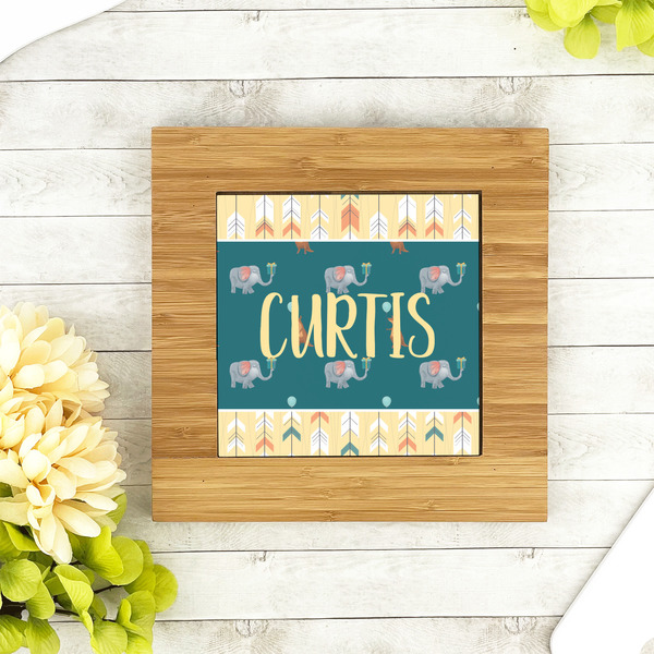 Animal Friend Birthday Bamboo Trivet with 6" Tile - LIFESTYLE