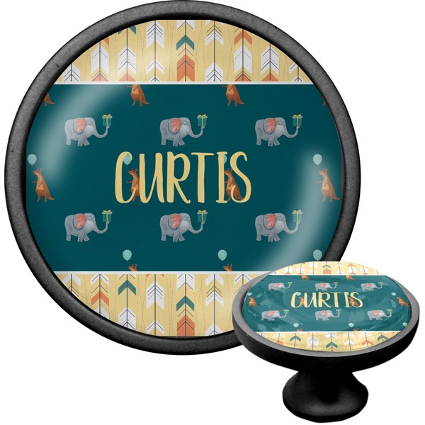 Custom Animal Friend Birthday Cabinet Knob (Black) (Personalized)