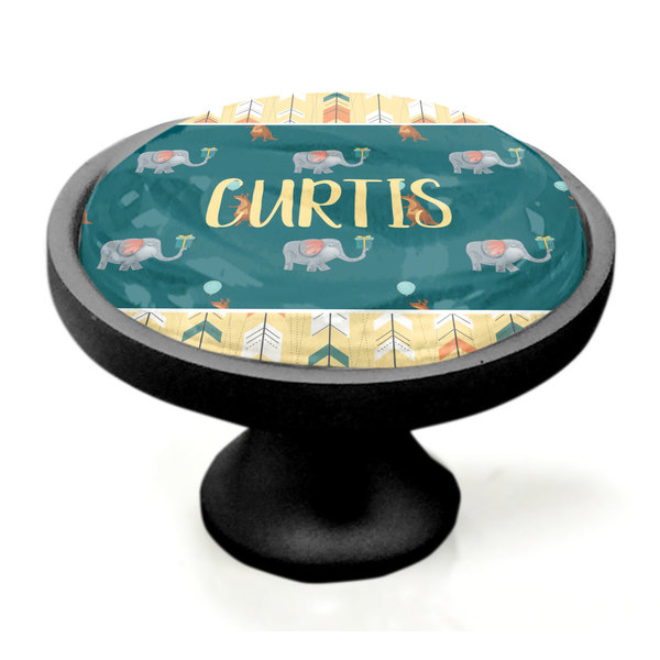 Animal Friend Birthday Black Custom Cabinet Knob (Side)