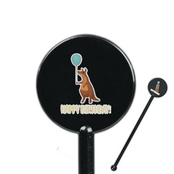 Animal Friend Birthday 5.5" Round Plastic Stir Sticks - Black - Single Sided (Personalized)