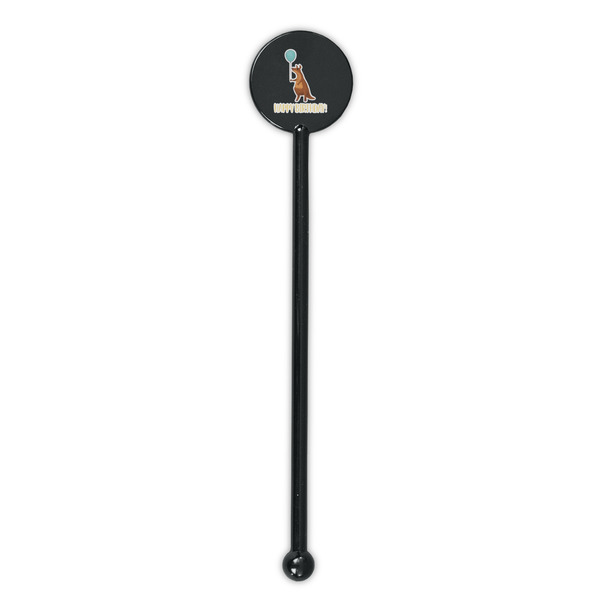 Animal Friend Birthday Black Plastic 5.5" Stir Stick - Round - Single Stick
