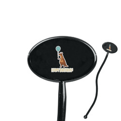Animal Friend Birthday 7" Oval Plastic Stir Sticks - Black - Single Sided (Personalized)