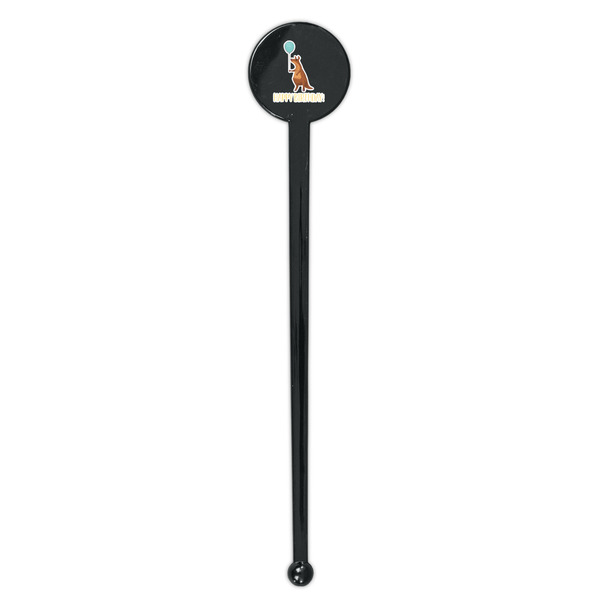 Animal Friend Birthday Black Plastic 7" Stir Stick - Round - Single Stick