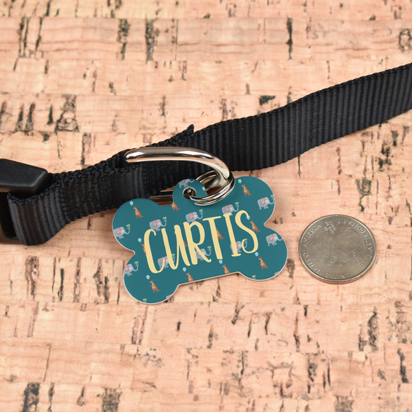 Animal Friend Birthday Bone Shaped Dog ID Tag - Large - In Context