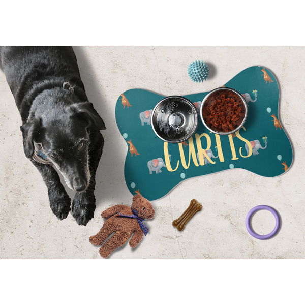 Animal Friend Birthday Bone Shaped Mat w/ Food & Water
