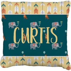 Animal Friend Birthday Faux-Linen Throw Pillow 16" (Personalized)