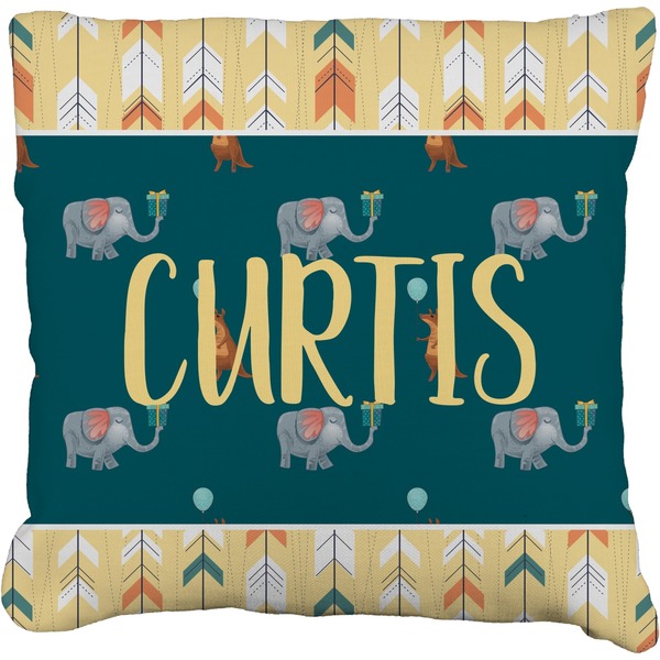 Custom Animal Friend Birthday Faux-Linen Throw Pillow 18" (Personalized)