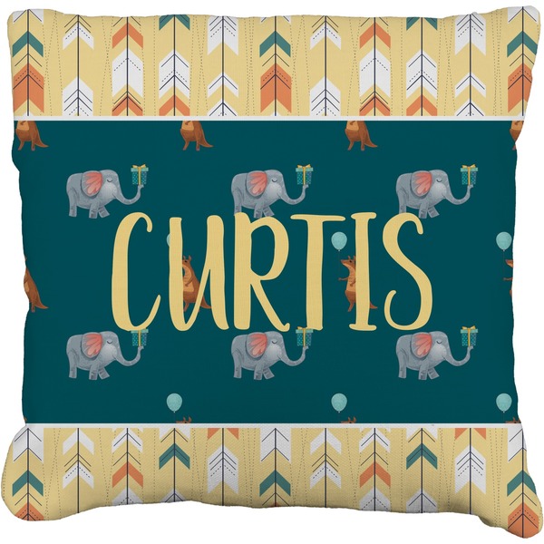 Custom Animal Friend Birthday Faux-Linen Throw Pillow 26" (Personalized)