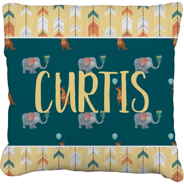 Custom Animal Friend Birthday Faux-Linen Throw Pillow (Personalized)