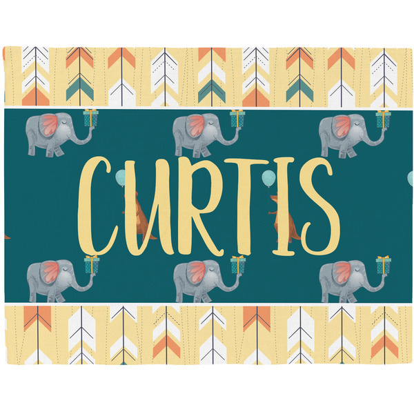 Custom Animal Friend Birthday Woven Fabric Placemat - Twill w/ Name or Text
