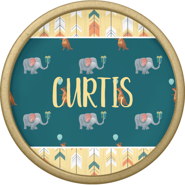 Animal Friend Birthday Cabinet Knob - Gold - Front